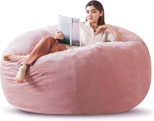Miniatura 23 de Puf de 3 pies, puf con relleno, espuma viscoelástica altamente resistente, puf redondo de felpa, mueble para sala moderna, silla de lectura de ocio