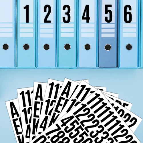 Miniatura 7 de 840 piezas de 16 hojas de calcomanías de letras grandes de 2 pulgadas, calcomanías de vinilo autoadhesivas impermeables para números, adecuadas