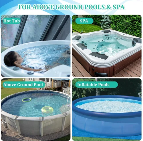 Miniatura 8 de Limpiador subacuático de alta calidad para piscina, 3 cepillos de fregar, 2 bolsas de malla fina, 6 secciones telescópicas de 56.5 pulgadas y mango