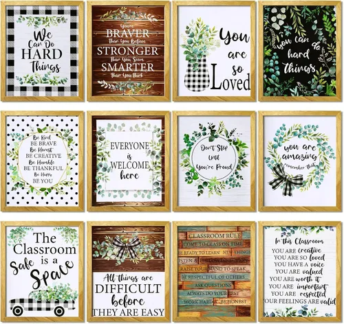 Miniatura 2 de Sepamoon 12 pósteres motivacionales para decoración de aula, carteles de granja, carteles inspiradores de arte de pared, tablón de anuncios