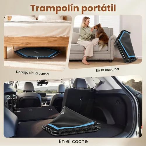 Miniatura 5 de ANCHEER Trampolín de rebote de 50 pulgadas para adultos, mini trampolín plegable 2026 con barra, trampolín de ejercicio para adultos, carga máxima