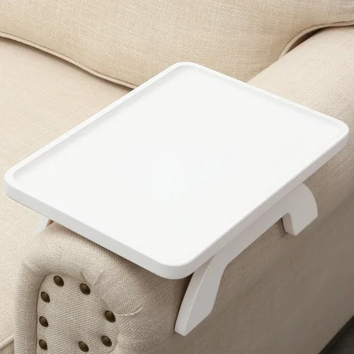 Miniatura 12 de SINWANT Mesa de Brazo para Sofá, Bandeja de Reposabrazos de Madera de Acacia para Sofá, 13.78" Bandejas Plegables de Reposabrazos de Sofá