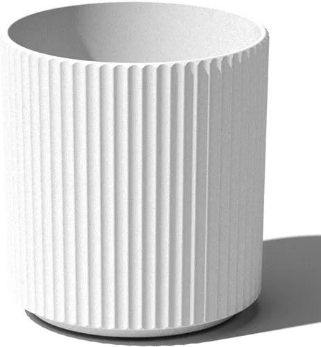 Miniatura 33 de Veradek Serie Mason Demi Plantador - Plantador Grande Redondo para Patio/Balcón Interior o Exterior Hecho de Plástico y Hormigón con Agujeros