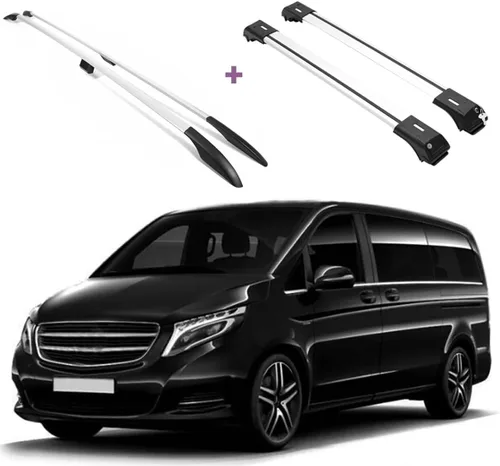 Miniatura 11 de ERKUL Juego de rieles laterales de techo + barras transversales para Mercedes Benz Metris distancia entre ejes larga 2014-2023 Sistema completo