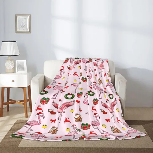 Manta de franela de flamenco de Navidad para niños y mujeres, manta mullida y acogedora de felpa de 50 x 40 pulgadas