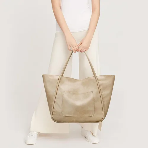 Miniatura 7 de Bolso grande de mano para mujer con cierre de trabajo, cartera de cuero para viajes y bolsos de KKXIU