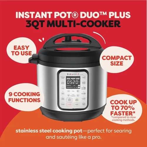 Miniatura 2 de Instant Pot DUO PLUS Mini 3 cuartos de cocina eléctrica de 9 cuartos de 9 cuartos, cocina lenta, olla de arroz, fabricante de yogurt, olla de huevo