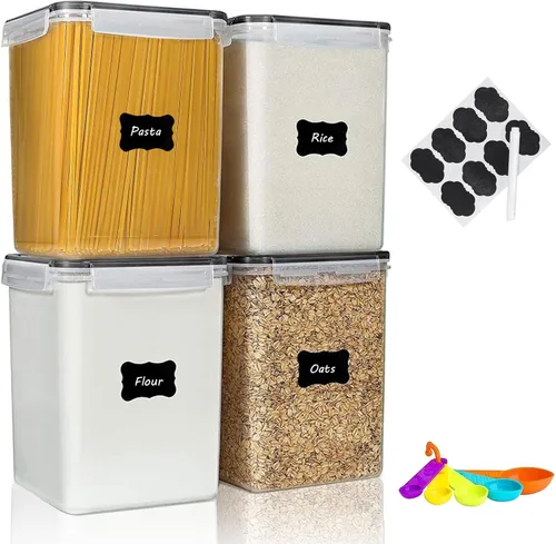 Miniatura 9 de 2 recipientes grandes de almacenamiento de alimentos de 6.5 litros/220 onzas, recipientes herméticos de plástico sin BPA para harina, azúcar
