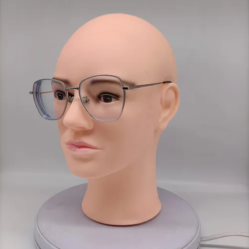 Miniatura 2 de Cabeza de maniquí calvo masculina para hacer pelucas, sombrero y gafas, cabeza de cosmetología profesional, color beige, sin maquillaje