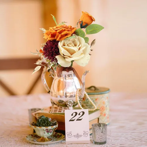 Miniatura 5 de Rinlong 6 centros de mesa de flores surtidos para bodas, mesas de otoño, centro de mesa, ramos de dama de honor de color naranja quemado, estante
