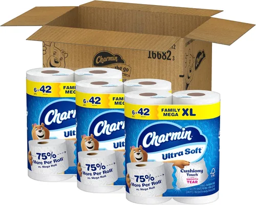 Miniatura 10 de Charmin Papel higiénico ultra suave y acolchado al tacto, 18 familias Mega XL = 126 rollos regulares, 2 capas, blanco