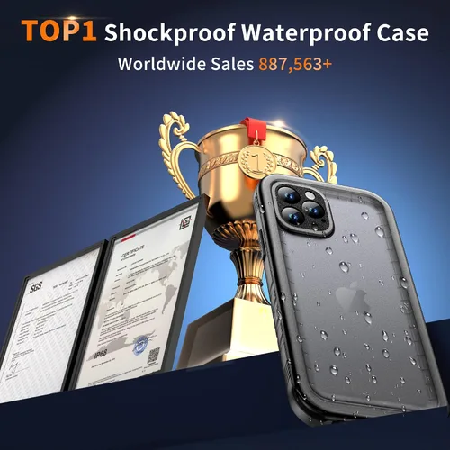 Miniatura 14 de Cozycase Funda Compatible con iPhone 12 Pro Max Funda Impermeable, Protector de Pantalla Integrado, Funda Protectora de Cuerpo Completo, Funda Negro