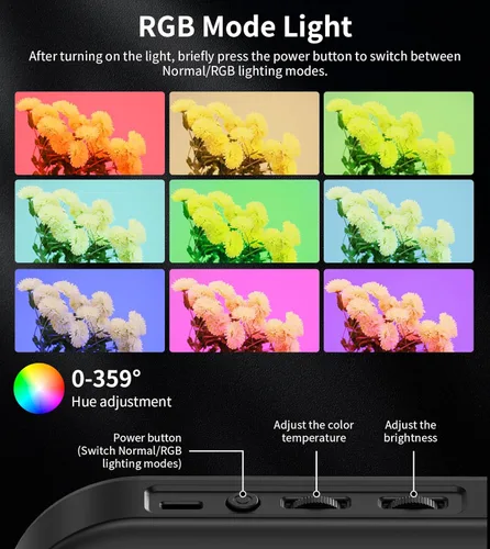 Miniatura 6 de Anillo de luz selfie magnético de 6000mAh RGB para iPhone, luz de teléfono recargable de 448 LED con soporte de trípode mini, estabilizador de mano
