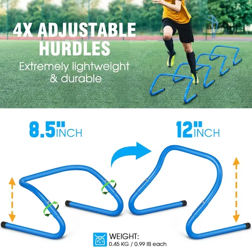Miniatura 5 de X-UMEUS Agility Ladder Speed Training Equipment Set-20ft Agility Ladder,12 Soccer Cones,4 Hurdles, Jump Rope, Running Parachute Basketball Football