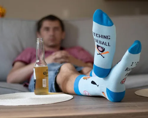 Miniatura 2 de IRISGOD Calcetines de vestir divertidos con texto en inglés I'd Rather Be Funny para hombres y mujeres