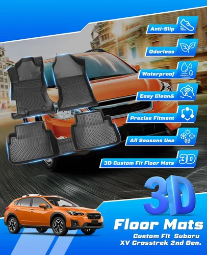 Miniatura 4 de Sunsdrew Alfombrillas TPE para todo tipo de clima, ajuste personalizado para Subaru Crosstrek 2018-2023/Impreza 2017-2023, negro, juego de 4 piezas