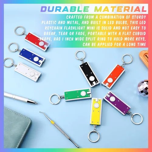 Miniatura 6 de Glooglitter 8 piezas mini llavero linterna LED llavero luz a granel pequeña linterna para acampar al aire libre senderismo equipo y regalo de Varios
