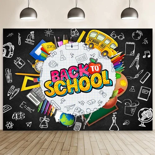 MEHOFOND Telón de fondo de 8 x 6 pies para el regreso a clases, para estudiantes, profesores, pizarra para aula, bienvenida, regreso a la escuela,
