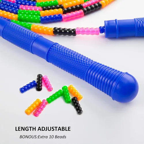 Miniatura 4 de Cuerda de saltar larga doble holandesa de 16 pies, paquete de 2, cuerda de saltar para niños y adultos, cuerda de saltar segmentada con cuentas Azul