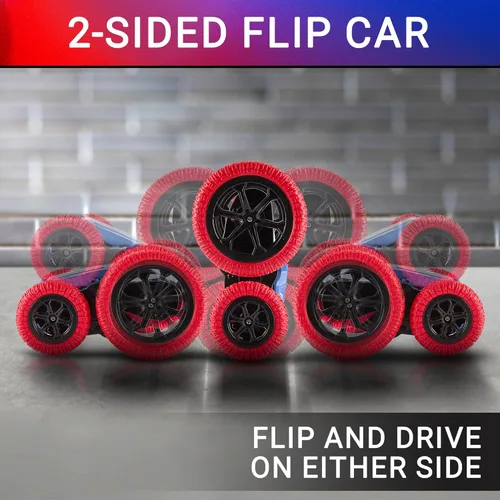 Miniatura 4 de Force1 Tornado+ - Auto de control remoto para niños - Autos RC rápidos de doble cara con pantalla LED interactiva, 4WD, auto de acrobacias Rojo Azul