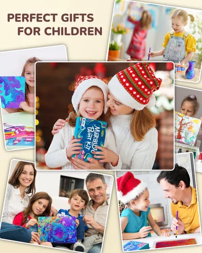 Miniatura 8 de JUPITEARTH Kit de pintura de mármol de agua de 52 piezas, artes y manualidades para niñas y niños, suministros de arte para niños de 3 a 5 años, 4 a
