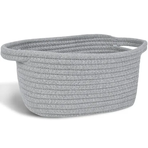 Miniatura 11 de Abenkie - Cesta de almacenamiento pequeña, bonita canasta de algodón tejida con cuerda de algodón para perro y gato, para guardería, sala de estar