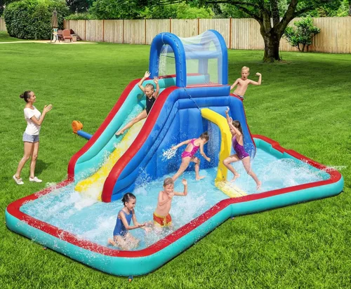 Miniatura 4 de Bestway H2OGO! Parque acuático Waterfall Waves Mega Tobogán inflable y piscina para hasta 6 niños