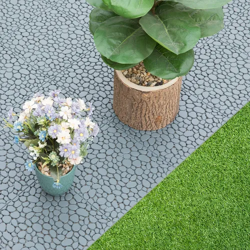 Miniatura 4 de Azulejos de camino de jardín con aspecto de piedra empedrada entrelazada, adoquines decorativos de césped antideslizante, paquete de 5