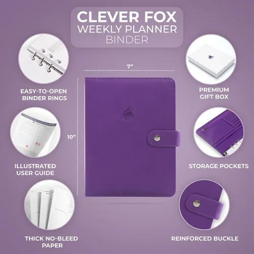 Miniatura 2 de Clever Fox Carpeta de agenda semanal, Agenda para fijar objetivos para administración del tiempo y tareas semanales, Organizador del trabajo y vida