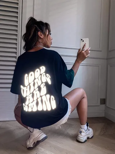 Miniatura 6 de SOLY HUX Women's Oversized T Shirts Graphic Tees Letter Print Casual Summer Tops