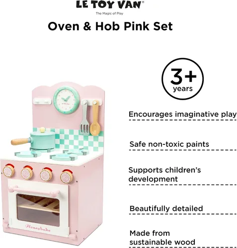 Miniatura 6 de Le Toy Van - Juego colorido de horno y placa de madera para hornear de miel Juego de juguetes de cocina de juego de simulación de madera