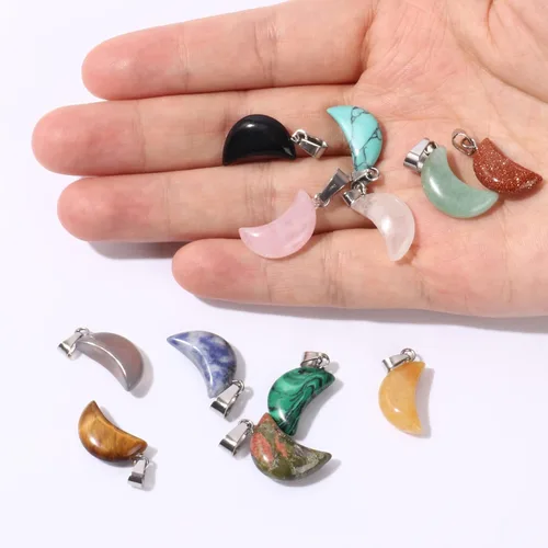 Miniatura 4 de Cadikez 12 piezas colgantes de cruz de piedra natural, cristales curativos de cuarzo chakra reiki colgantes de piedras preciosas dijes a granel