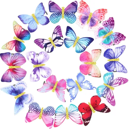 Miniatura 20 de Boao 18 piezas de pinzas para el cabello con brillo y diseño de mariposa para niñas, adolescentes y mujeres, accesorios para el cabello