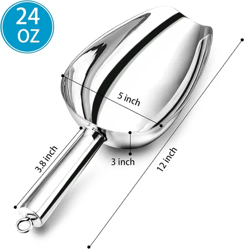 Miniatura 7 de P&P CHEF Cuchara de hielo para alimentos, cuchara de acero inoxidable, pala de metal para harina de palomitas de maíz para boda, fiesta, bar