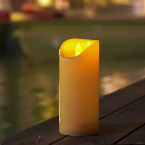 Miniatura 6 de Homemory Velas sin llama impermeables para exteriores de 3 x 7 pulgadas con temporizadores y control remoto, velas que funcionan con pilas, velas