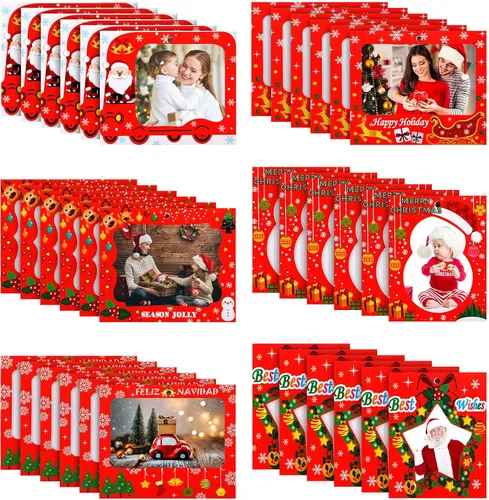 Miniatura 8 de Zonon 30 marcos de fotos de Navidad, marcos de fotos familiares, adornos colgantes para árbol de Navidad, fiesta de Año Nuevo, mejores deseos