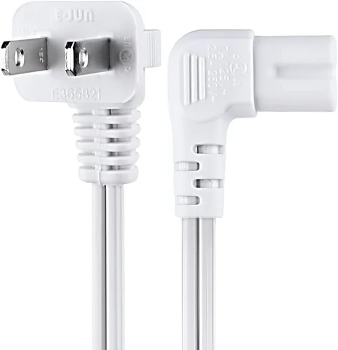 Miniatura 5 de Cable de alimentación universal de 2 clavijas en ángulo de 18 AWG, NEMA 1-15P a IEC320 C7 Figura 8 Conector de escopeta, cable de alimentación