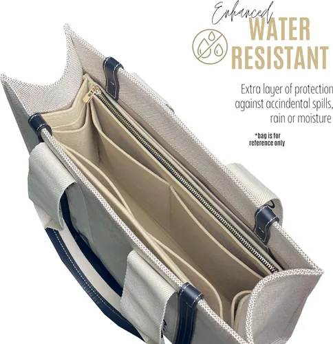 Miniatura 8 de Divitize - Organizador prémium compatible con el inserto de bolsa Chloe Woody, hecho a mano de doble capa para bolsa de madera mediana, 0.079 Beige