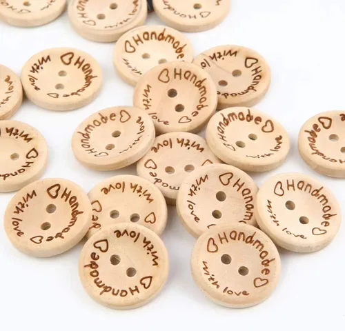 Miniatura 6 de 200 botones de madera de 1 pulgada para manualidades de 0.984 in, hechos a mano con botón de madera para manualidades, 2 agujeros para manualidades