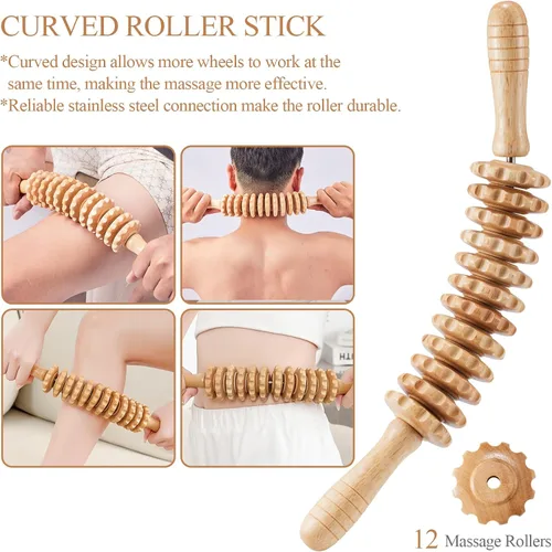 Miniatura 2 de 3 Piezas Herramientas de Masaje de Terapia de Madera Masajeador de Drenaje Linfático Masajeador de Madera Herramientas de Escultura Corporal