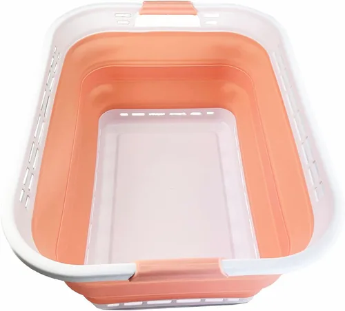 Miniatura 9 de SAMMART Cesta plegable de plástico para la ropa sucia de 42L (11 galones) - Contenedor de almacenamiento plegable - Cesta portátil para lavandería