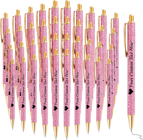 Miniatura 82 de Bolígrafos con purpurina personalizados con nombre, bolígrafos bonitos y bonitos personalizados, bolígrafos retráctiles de tinta negra, suministros