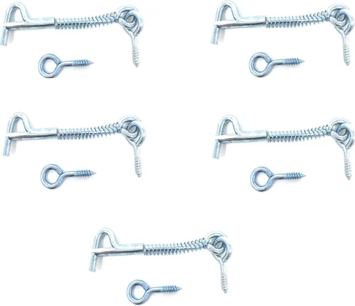 Miniatura 6 de Pestillo de seguridad con ojo y gancho [1861-2] Pack de 2- ALDABA o GANCHO con Cerrojo para cerrar puerta o Ventana (2)