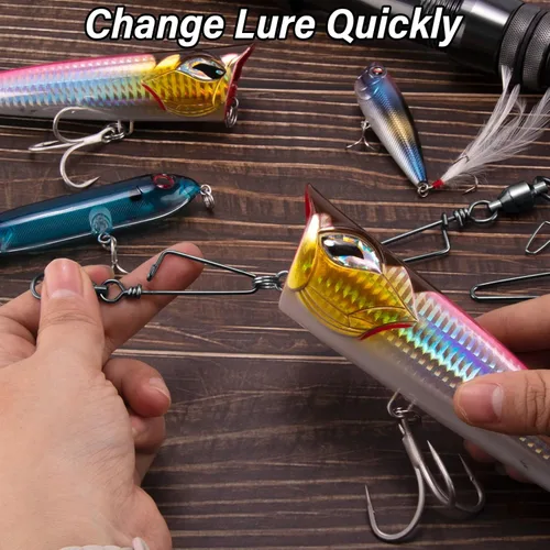 Miniatura 5 de Alwonder Giratorios a presión de pesca, rodamiento de bolas de alta resistencia con cierre de acero inoxidable Coastlock Snap 26-503 libras