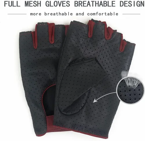 Miniatura 2 de ZLUXURQ Guantes de conducción de piel sin dedos suave y transpirable para mujer, piel de cordero prémium