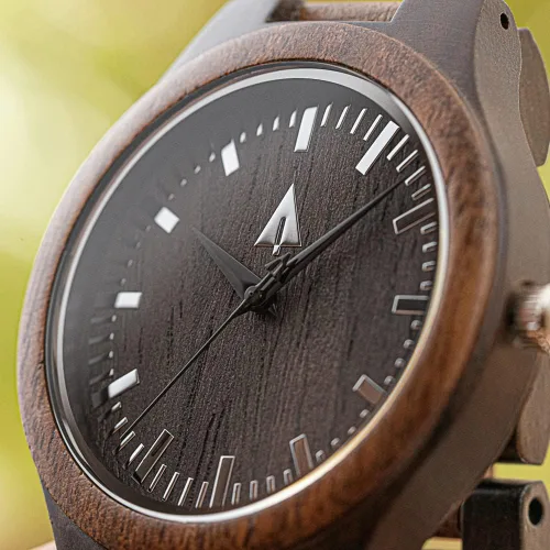 Miniatura 8 de Reloj Treehut para hombre de madera de ébano y nogal con correa de madera y movimiento de cuarzo analógico