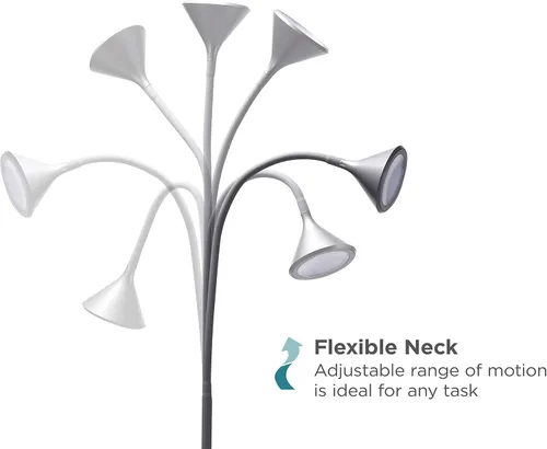 Miniatura 4 de BLACK+DECKER PureOptics LED - Lámpara de pie minimalista, 58 pulgadas de altura con base pesada, cuello de cisne ajustable, sin parpadeo, ecológica