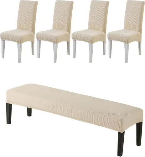 Miniatura 22 de CRFATOP 4 Piezas de Fundas Elásticas para Silla de Comedor con Funda para Banco Fundas Impresas para Silla de Comedor Fundas para Cojín de Asiento