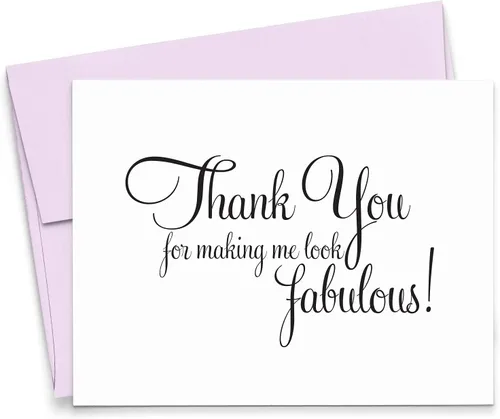Modern Pink Paper Tarjeta de boda Thank You for Making Me Look Fabulous para tu estilista, peluquero y maquillador, tarjeta de notas para vendedores