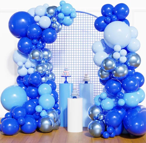 YMSZ Kit de arco de guirnalda de globos azules, globos azul marino, globo azul metálico para cumpleaños, baby shower, graduación 2026, decoraciones